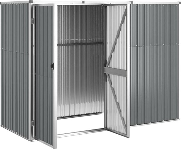 vidaXL vidaXL Szopa ogrodowa, szara, 225x89x161 cm, stal galwanizowana