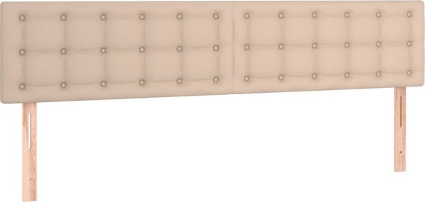 vidaXL Zaglowek do lozka z LED, cappuccino, 180x5x78/88 cm, ekoskora