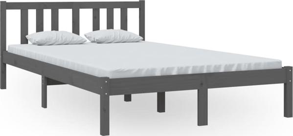 vidaXL Rama κρεβατιού, γκρι, μασίφ ξύλο, 120 x 200 cm