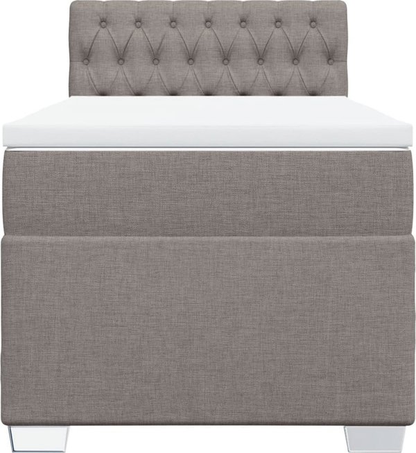 vidaXL Κρεβάτι Continental με Στρώμα, Taupe, Ύφασμα, 100x200 cm