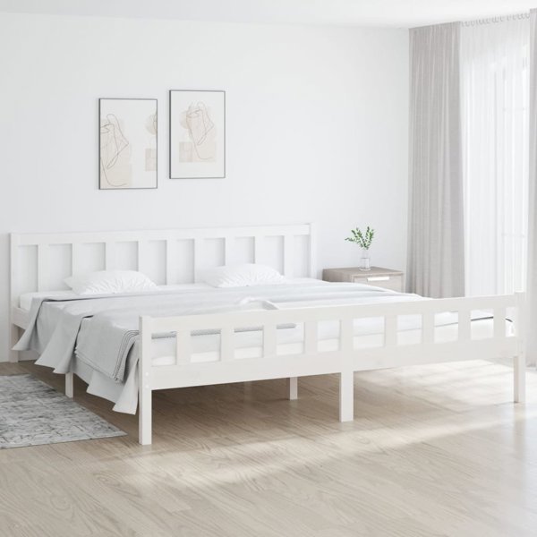 vidaXL Κρεβατοκάμαρα, λευκή, μασίφ ξύλο, 160 x 200 εκ