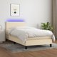 vidaXL Κρεβάτι Κοντινεντάλ με Στρώμα Κρεμ 90x190 cm Υφασμάτινο