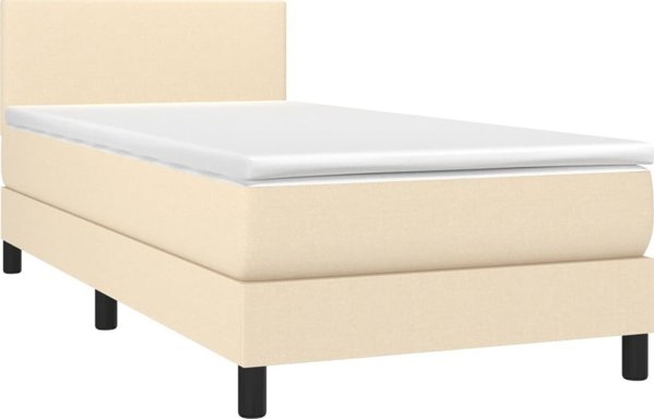 vidaXL Κρεβάτι Κοντινεντάλ με Στρώμα Κρεμ 90x190 cm Υφασμάτινο
