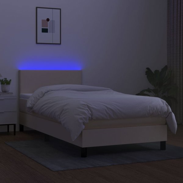 vidaXL Κρεβάτι Κοντινεντάλ με Στρώμα Κρεμ 90x190 cm Υφασμάτινο