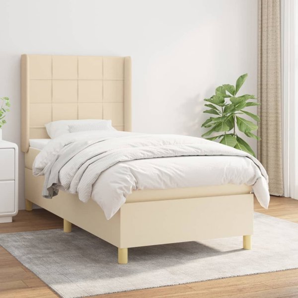 vidaXL Λύκνο Συνεχόμενο με Στρώμα, Κρεμ, ύφασμα 90x200 cm