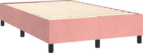 vidaXL Κρεβάτι Continental με Στρώμα, Ροζ, 120x200 εκ., Βελούδο
