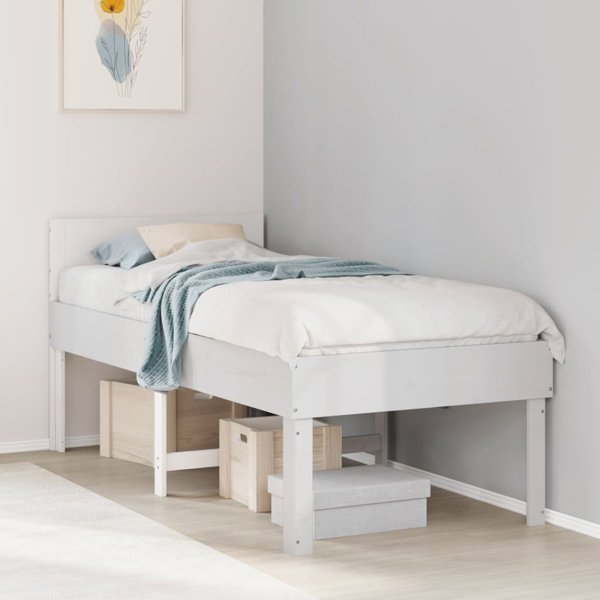 vidaXL Κρεβατοκάμαρα χωρίς στρώμα, λευκό, 75x190 cm, από συμπαγές πεύκο