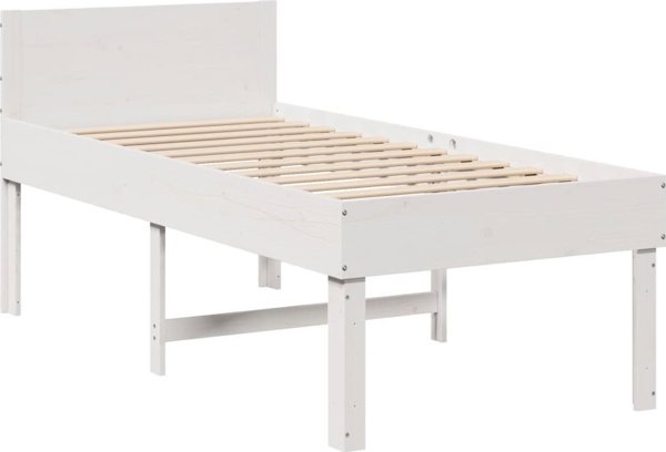vidaXL Κρεβατοκάμαρα χωρίς στρώμα, λευκό, 75x190 cm, από συμπαγές πεύκο