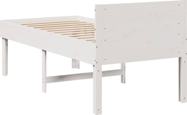 vidaXL Κρεβατοκάμαρα χωρίς στρώμα, λευκό, 75x190 cm, από συμπαγές πεύκο