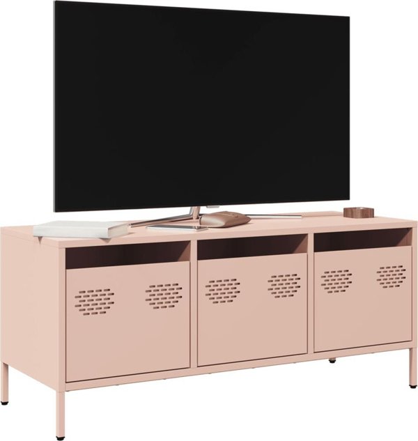 vidaXL Έπιπλο RTV, ροζ, 101,5x39x43,5 εκ., ψυχρής έλασης ατσάλι