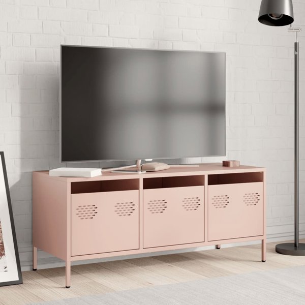 vidaXL Έπιπλο RTV, ροζ, 101,5x39x43,5 εκ., ψυχρής έλασης ατσάλι