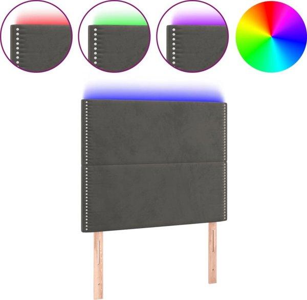 vidaXL Zaglowek do lozka z LED ciemnoszary 100x5x118/128 cm aksamit
