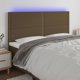 vidaXL Zaglowek do lozka z LED ciemnobrazowy 180x5x118/128 cm tkanina