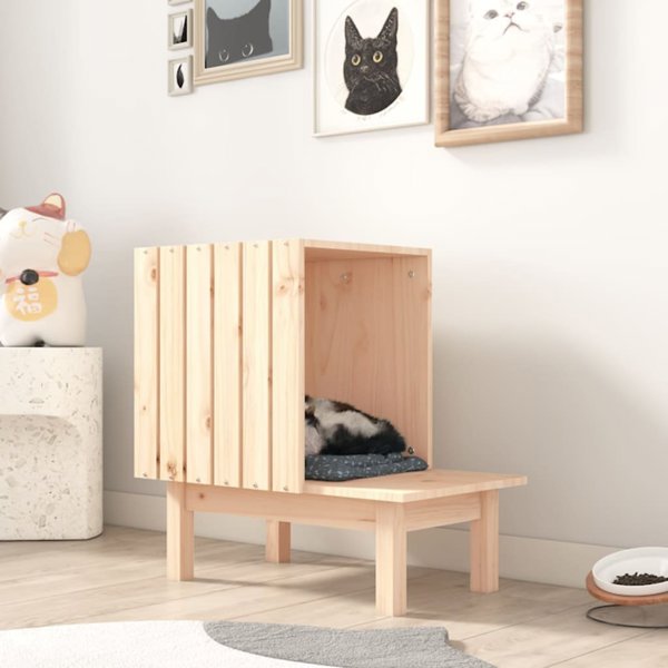 vidaXL vidaXL Domek dla kota, 60x36x60 cm, lite drewno sosnowe