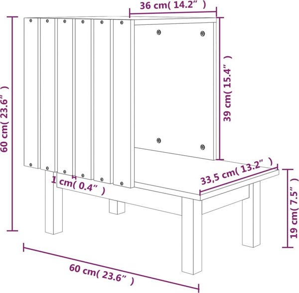 vidaXL vidaXL Domek dla kota, 60x36x60 cm, lite drewno sosnowe