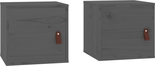 vidaXL Σετ 2 Επιτοίχιες Ντουλάπες γκρι 31,5x30x30 εκ. πεύκο