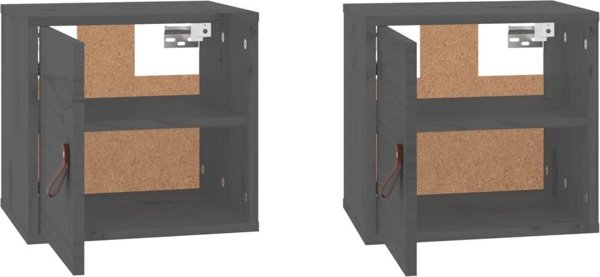 vidaXL Σετ 2 Επιτοίχιες Ντουλάπες γκρι 31,5x30x30 εκ. πεύκο