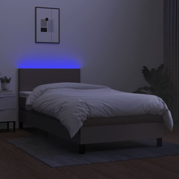 vidaXL Κρεβάτι Kontynentalne με στρώμα, taupe, 90x200 cm, ύφασμα