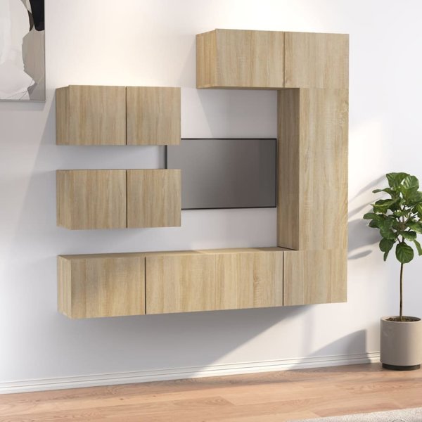vidaXL Σετ 6 ντουλαπιών TV, Sonoma Δρυς, ξυλοπολυτό υλικό