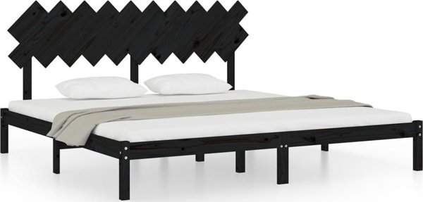 vidaXL Rama κρεβατιού, μαύρη, 200x200 εκ., από μασίφ ξύλο