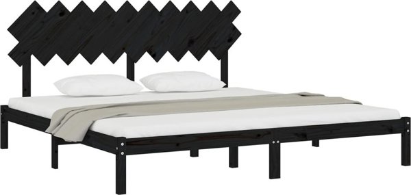 vidaXL Rama κρεβατιού, μαύρη, 200x200 εκ., από μασίφ ξύλο