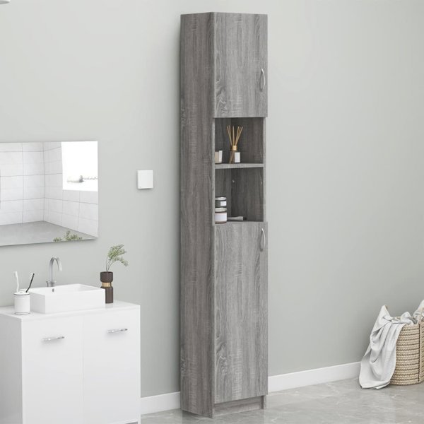 vidaXL Ντουλάπι μπάνιου, γκρι δρυς Σονόμα, 32x25,5x190 εκ.