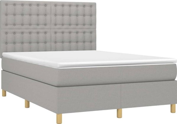 vidaXL Λοιζκο kontynentalne z materacem jasnoszare 140x200 cm tkanina