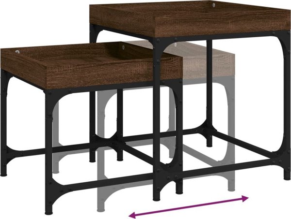 vidaXL Σετ 2 Τραπεζάκια Πλευρικά, Καφέ Δρυς, Πάνελ Ξύλου