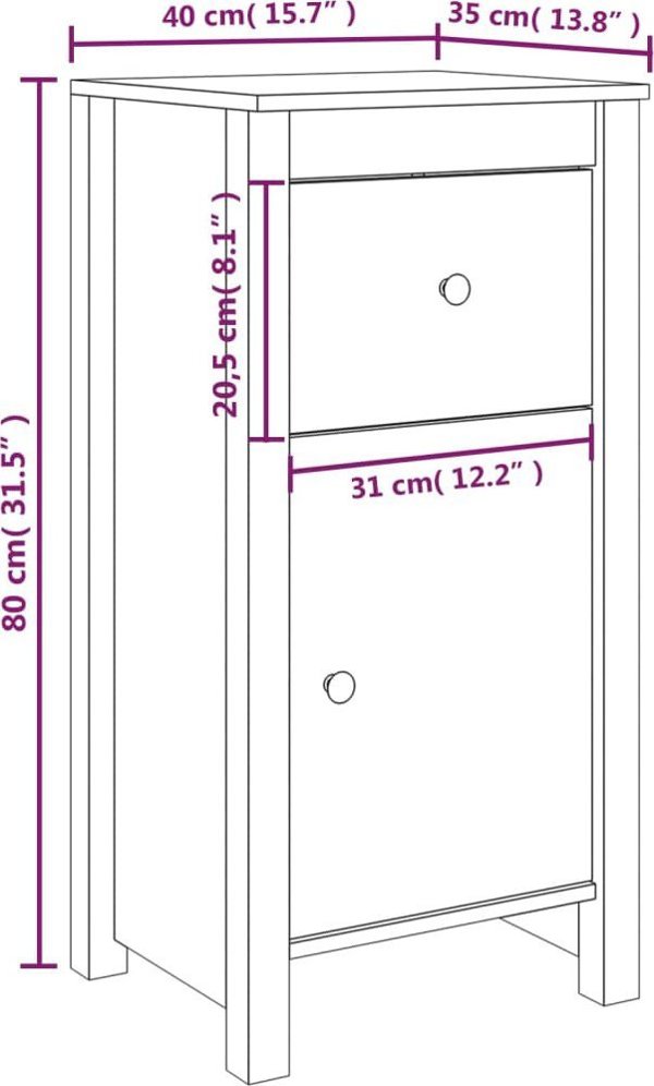 vidaXL Szakka apli 40x35x80 cm lite drewno sosnowe