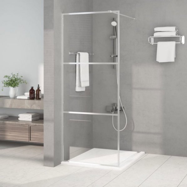 vidaXL Γυάλινη πόρτα ντους ασημί, 80x195 cm, διαφανές γυαλί ESG