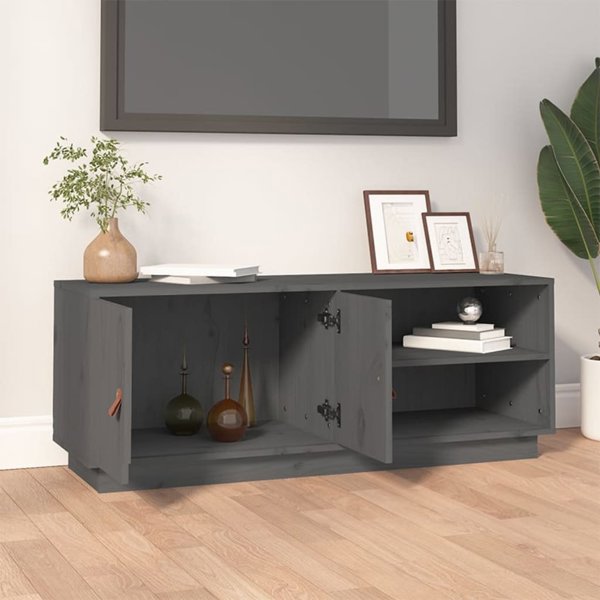 vidaXL Szafka pod TV, szara, 105x34x40 cm, lite drewno sosnowe