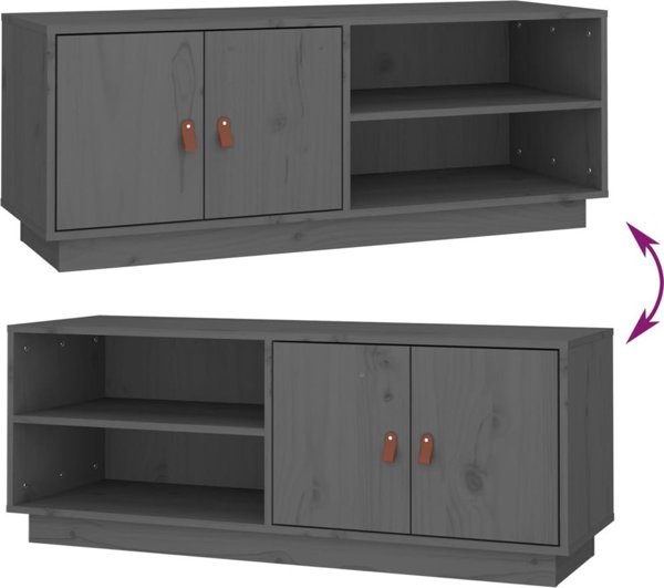 vidaXL Szafka pod TV, szara, 105x34x40 cm, lite drewno sosnowe