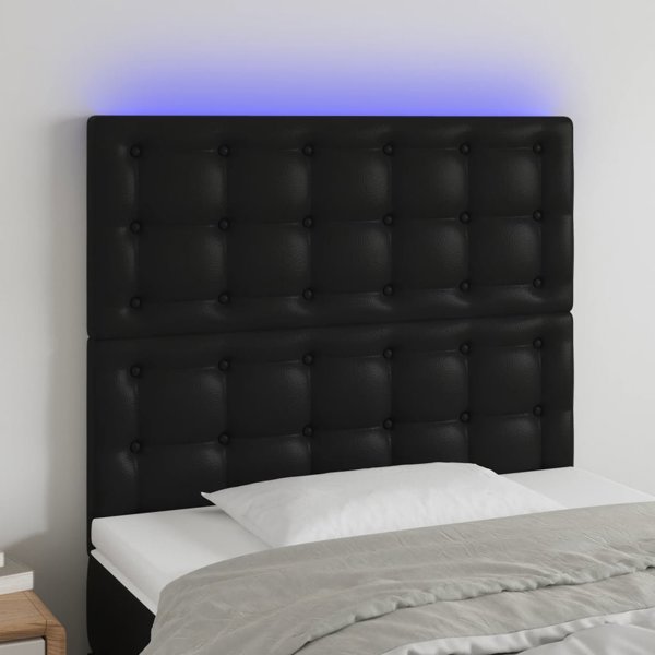 vidaXL Κεφαλάρι κρεβατιού, μαύρο, 90x5x118/128 εκ., τεχνητό δέρμα