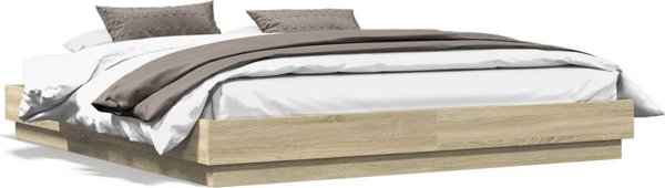 vidaXL Ράμα κρεβατιού δρυς Sonoma 200x200 cm από ξύλινο σύνθετο υλικό