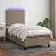 vidaXL Κρεβάτι Continental με Στρώμα 80x200 cm, Ύφασμα Taupe