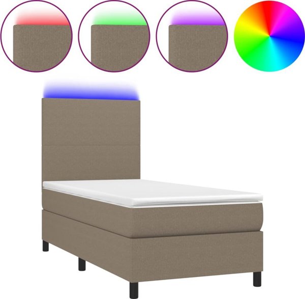 vidaXL Κρεβάτι Continental με Στρώμα 80x200 cm, Ύφασμα Taupe