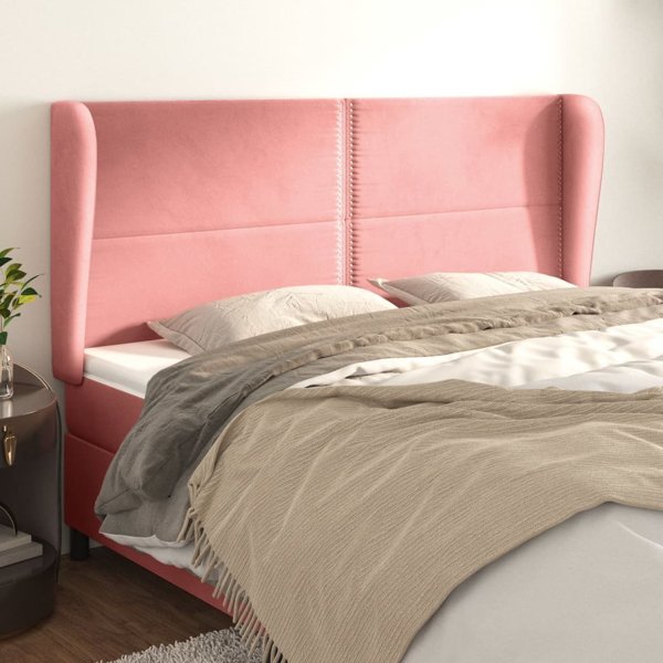vidaXL Τελευταίο προσκέφαλο uszak, ροζ, 203x23x118/128 εκ., βελούδο