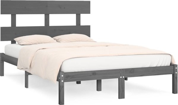 vidaXL Rama κρεβατιού, γκρι, από καθαρό ξύλο, 200x200 cm