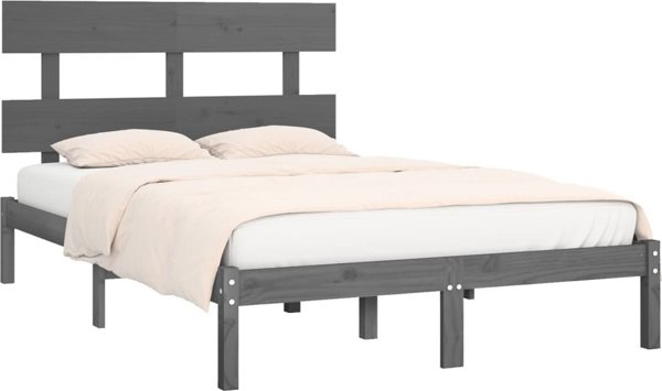 vidaXL Rama κρεβατιού, γκρι, από καθαρό ξύλο, 200x200 cm