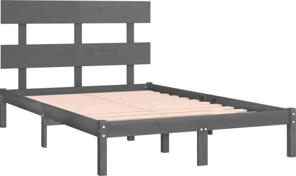 vidaXL Rama κρεβατιού, γκρι, από καθαρό ξύλο, 200x200 cm