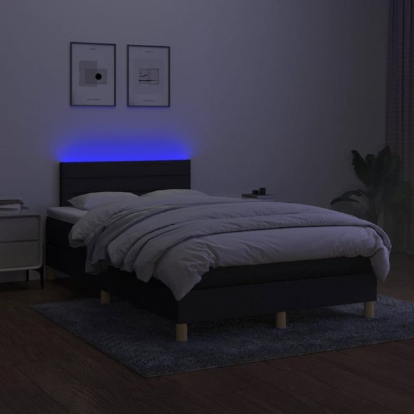 vidaXL Υπέρδιπλο Κρεβάτι με Στρώμα, μαύρο, 120x200 εκ., ύφασμα