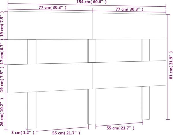 vidaXL Κεφαλάρι κρεβατιού, 154x3x81 εκ, μασίφ πεύκο