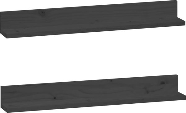 vidaXL Polki scienne 2 szt szare 80x11x9 cm lite drewno sosnowe