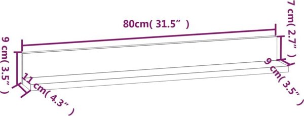 vidaXL Polki scienne 2 szt szare 80x11x9 cm lite drewno sosnowe