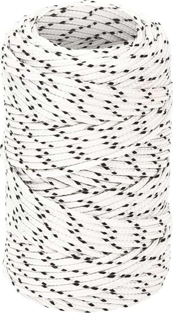 vidaXL Πλεγμένο θαλασσινό σχοινί, λευκό, 2 mm x 50 m, πολυεστέρας