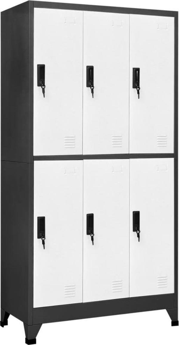 vidaXL Ντουλάπα με κλειδαριά, ανθρακί-λευκό, 90x45x180 cm, ατσάλι