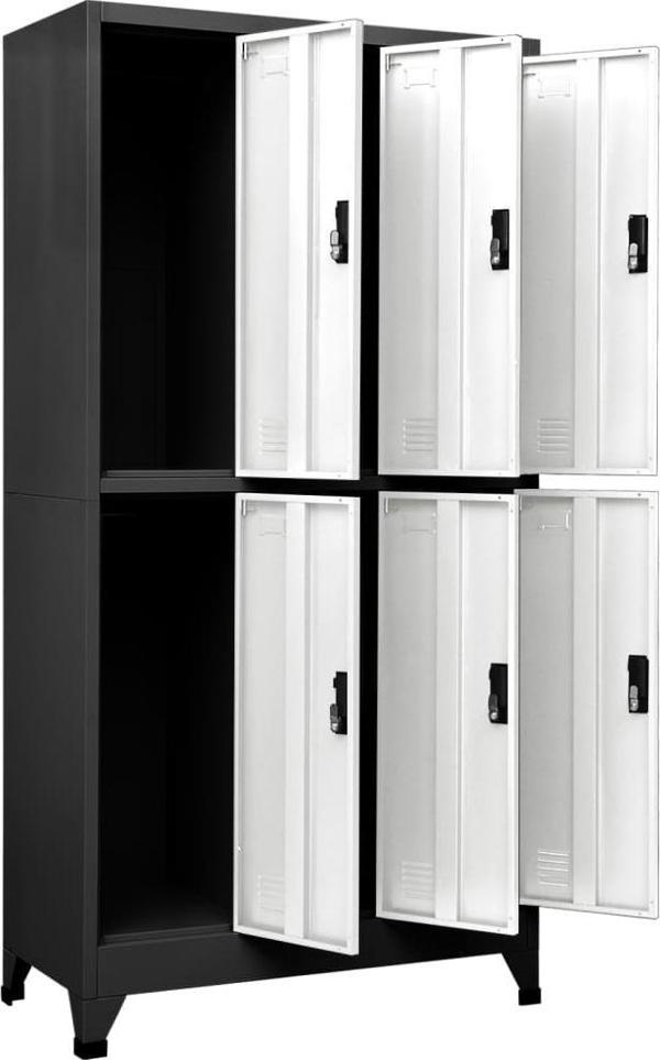vidaXL Ντουλάπα με κλειδαριά, ανθρακί-λευκό, 90x45x180 cm, ατσάλι