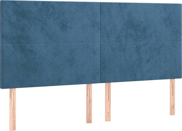 vidaXL Lozko kontynentalne materac i LED niebieski aksamit 200x200 cm