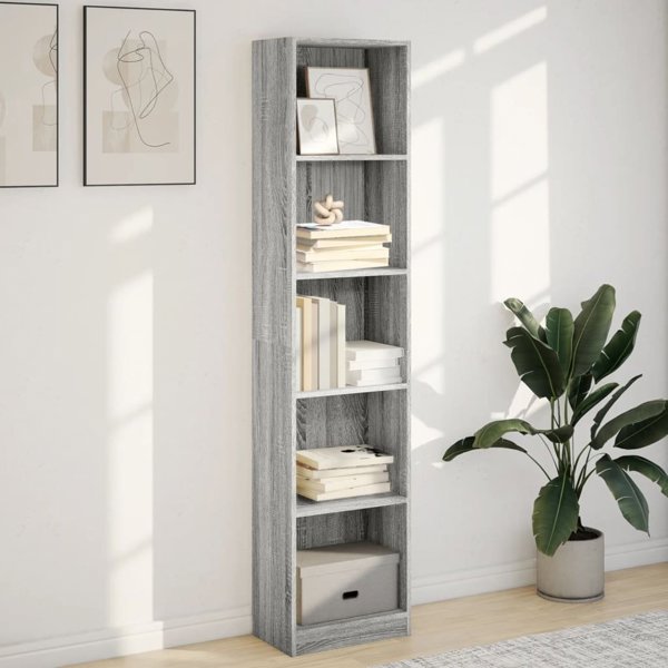 vidaXL Ράφι, γκρι δρυς σονόμα, 40x24x176 εκ., ξύλινο σύνθετο υλικό