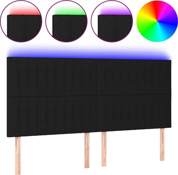 vidaXL Κεφαλάρι κρεβατιού με LED, μαύρο, 200x5x118/128 εκ., ύφασμα